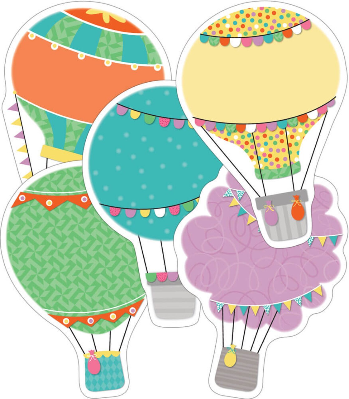 Carson Dellosa 36-Piece Pastel Hot Air Balloon Decorations, Colorful Cardstock Cutouts for Back to School, Bulletin Board, Name Tags, Classroom Decor, Teacher Supplies for Elementary and Preschool